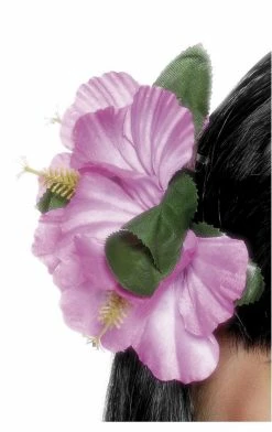 Smiffys Hawaiian Pink Flower Hair Clip Accessory All Themes