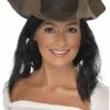 Smiffys Brown Pirate Hat With Hair Accessory All Themes
