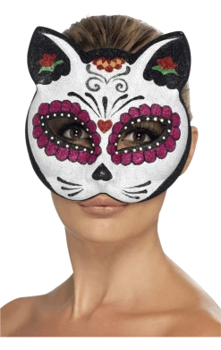Smiffys Sugar Skull Cat Eye Facepiece