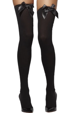 Smiffys Women Black Bow Stockings