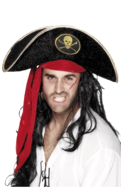 Smiffys Pirates Black Velour Buccaneer Hat Accessory