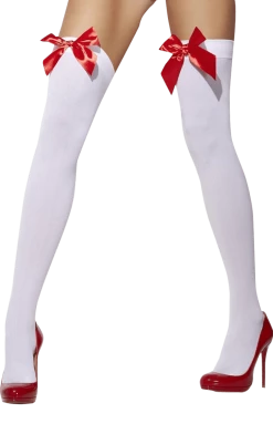 Smiffys Womens Red Bow White Stockings
