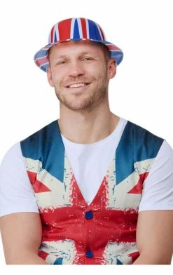 Generic Adult Unisex Plastic Union Jack Bowler Hat Around The World
