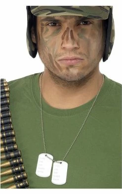 Smiffys Silver Army Dog Tag Necklace All Themes