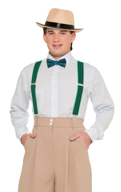 Morris Costumes All Themes Striped Green Trouser Braces