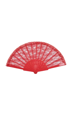 Bristol Novelty Red Lace Fan Accessory All Themes