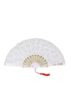 Bristol Novelty White Lace Fan Accessory All Themes