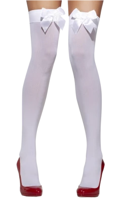 Smiffys All Themes Womens White Bow Stockings
