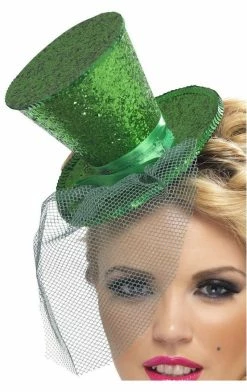 Smiffys Green Glitter Mini Top Hat All Themes
