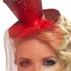 Smiffys Mini Top Hat (Red Glitter) All Themes