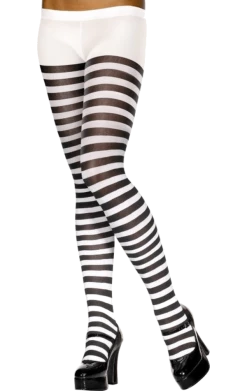 Smiffys Womens Black And White Striped Tights
