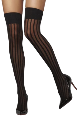 Smiffys All Themes Womens Black Striped Stockings