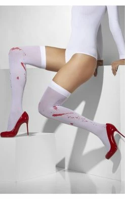 Smiffys All Themes Womens White Blood Stained Stockings