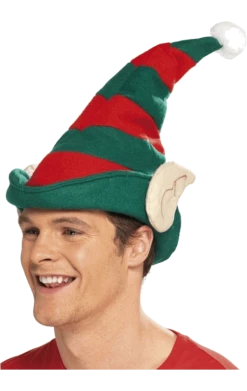 Smiffys Striped Elf Hat And Ears Accessory All Themes