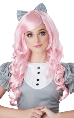 California Costumes All Themes Womens Pink Doll Wig