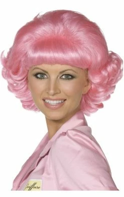 Smiffys All Themes Womens Grease Frenchy Pink Wig