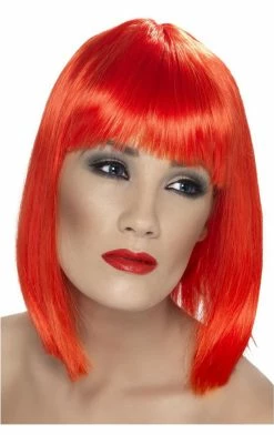 Smiffys Adult Neon Red Glam Wig