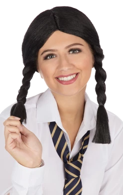 Bristol Novelty Womens Black Schoolgirl Wig