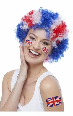 Generic Unisex Union Jack Afro Wig Around The World