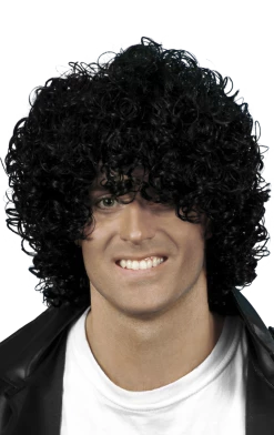 Smiffys Afro Wet Look Wig (Black)