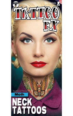 Tinsley Transfers Moth Neck Tattoo FX