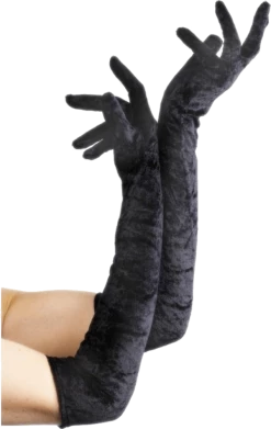 Smiffys Long Black Velvet Gloves All Themes