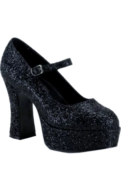 Pleaser USA All Themes Adult Black Glitter Shoes