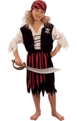 Bristol Novelty Childrens Striped Pirate Girl Costume
