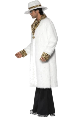Smiffys Adult White Faux Fur Pimp Costume All Themes
