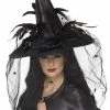 Smiffys All Themes Black Spell Caster Hat With Veil
