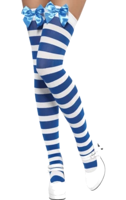 Smiffys Blue And White Striped Stockings
