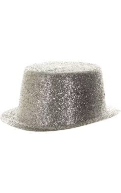 Bristol Novelty Silver Glitter Top Hat All Themes