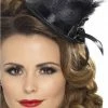 Smiffys Womens Black Feather Mini Top Hat All Themes