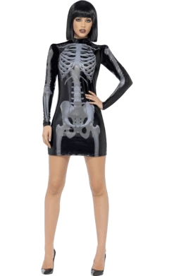 Smiffys All Themes Adult Miss Whiplash Skeleton Costume
