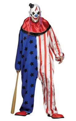 Palmer Adult Stars And Stripes Clown Costume All Themes