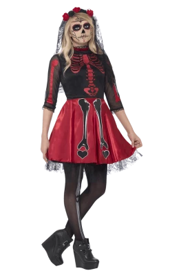 Smiffys Teen Day Of The Dead Diva Costume