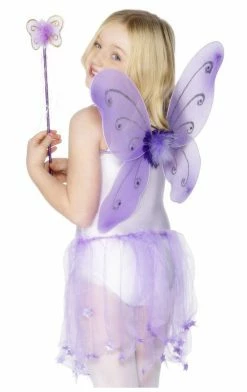 Smiffys Child Purple Butterfly Wings And Wand All Themes