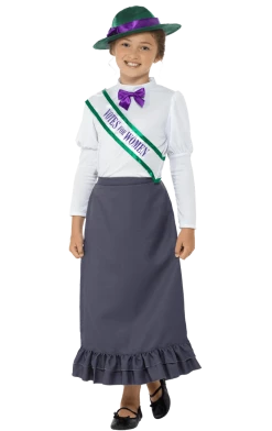 Smiffys All Themes Girls Victorian Suffragette Costume