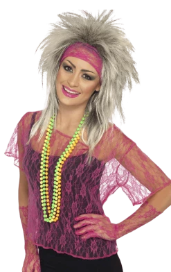 Smiffys Pink 80s Retro Lace Set All Themes