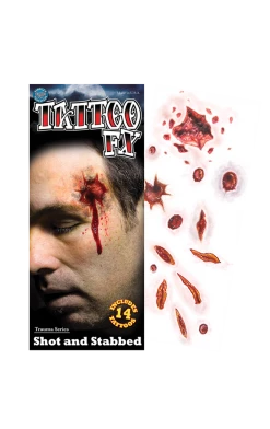 Tinsley Transfers All Themes Shot And Stabbed Temporary Tattoos Accessory