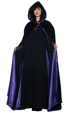 Underwraps Deluxe Velvet And Satin Purple Cape