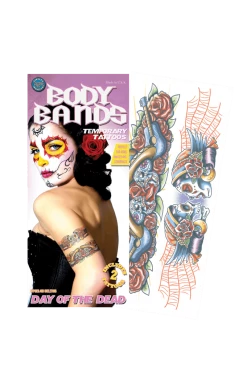Tinsley Transfers All Themes Gypsy Skull Body Band Temporary Tattoo