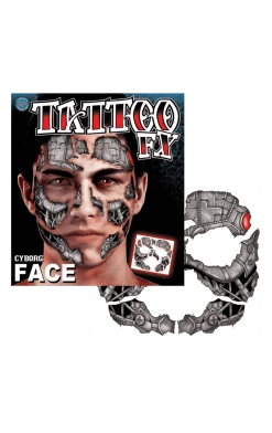 Tinsley Transfers Cyborg Face Temporary Tattoo All Themes