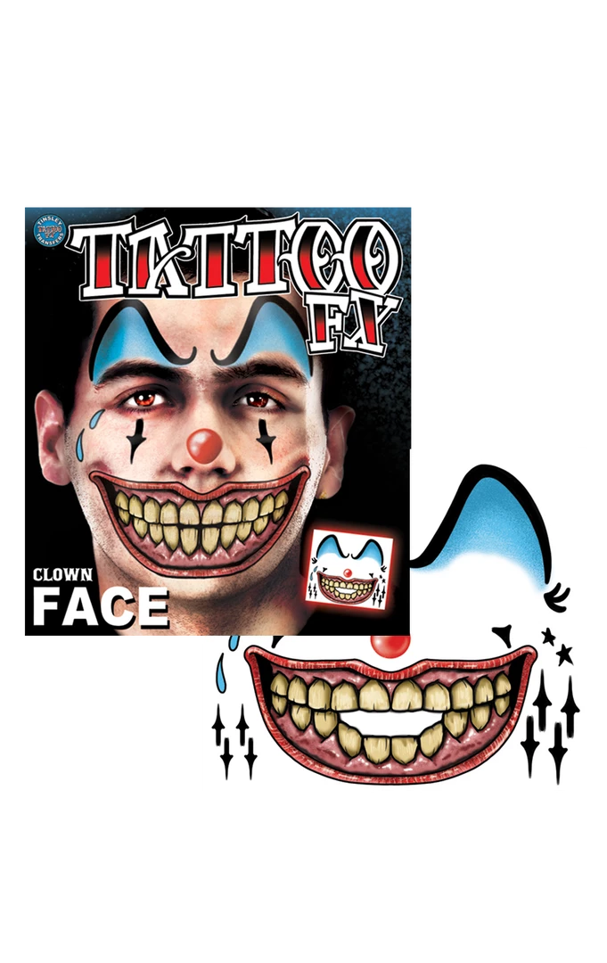 Tinsley Transfers All Themes Clown Face Temporary Tattoo 3 Tinsley Transfers All Themes Clown Face Temporary Tattoo