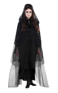 Amscan All Themes Womens Hooded Black Lace Cape