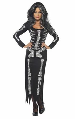 Smiffys All Themes Womens Skeleton Halloween Dress