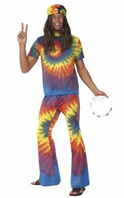 Smiffys All Themes Mens 60s Tie Dye Hippie Costume