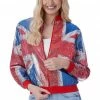 Generic Womens Union Jack Sequin Bomber Jacket