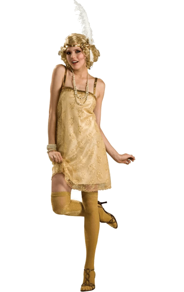 Rubies All Themes Golden Gatsby Girl Costume 3 Rubies All Themes Golden Gatsby Girl Costume