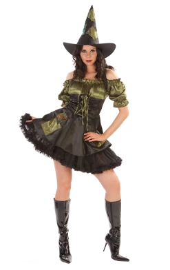 Rubies All Themes Ladies Green Patch Witch Costume